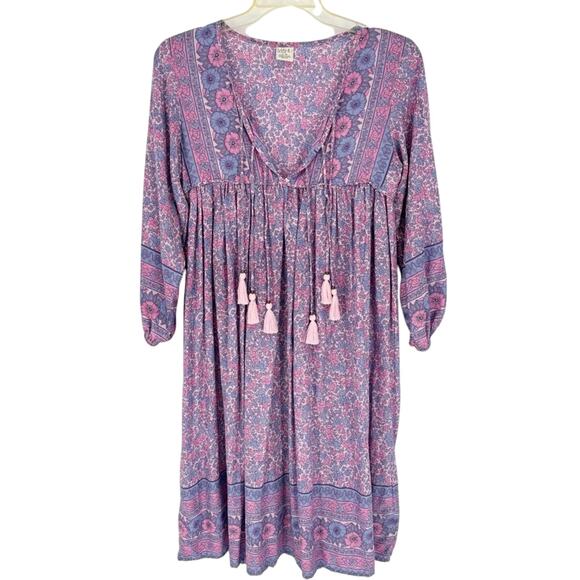 MAHLI The Label Neon Moon Boho Midi Dress In Berry Size S/M Coastal Cowgirl Glam - Picture 6 of 15